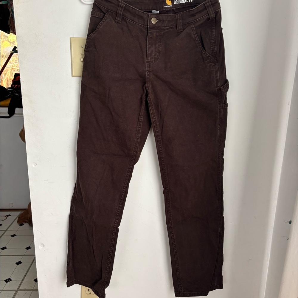 Carhartt women’s brown original fit pants, size 2 short